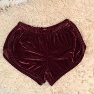 Brandy Melville Velvet Burgundy Shorts